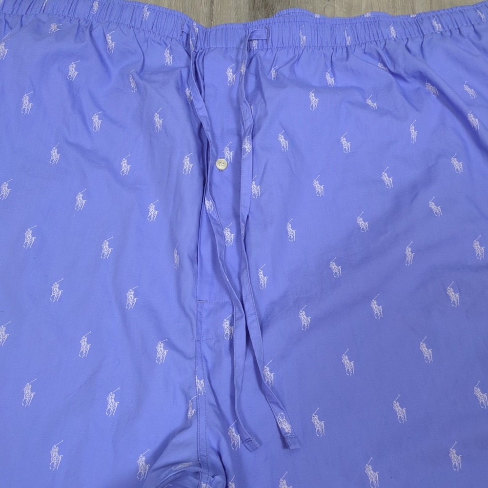Polo Ralph Lauren Pajama Pants Mens 4XLT Blue White Logo All Over Print Lounge - Picture 2 of 16